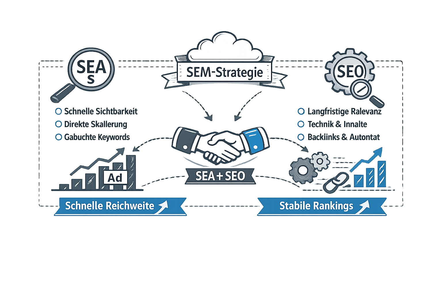 SEA und SEO als zentrale Komponenten im Online-Marketing